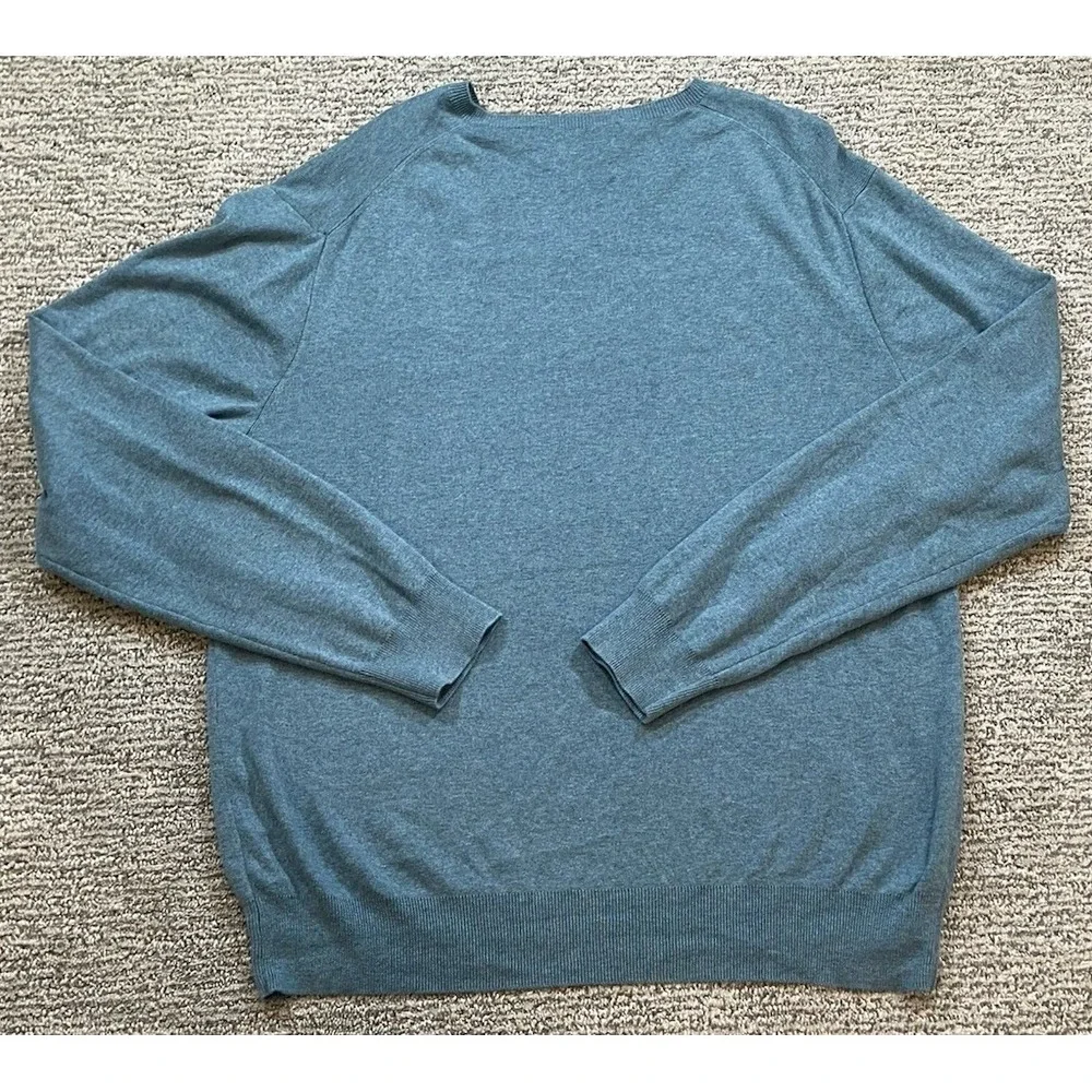 Polo Ralph Lauren Sweater‎ Mens Large V Neck Pima Cotton Knit Teal Classic